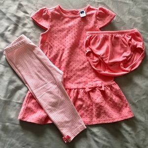 Janie and Jack Pink Polka Dot Dress & Leggings Set